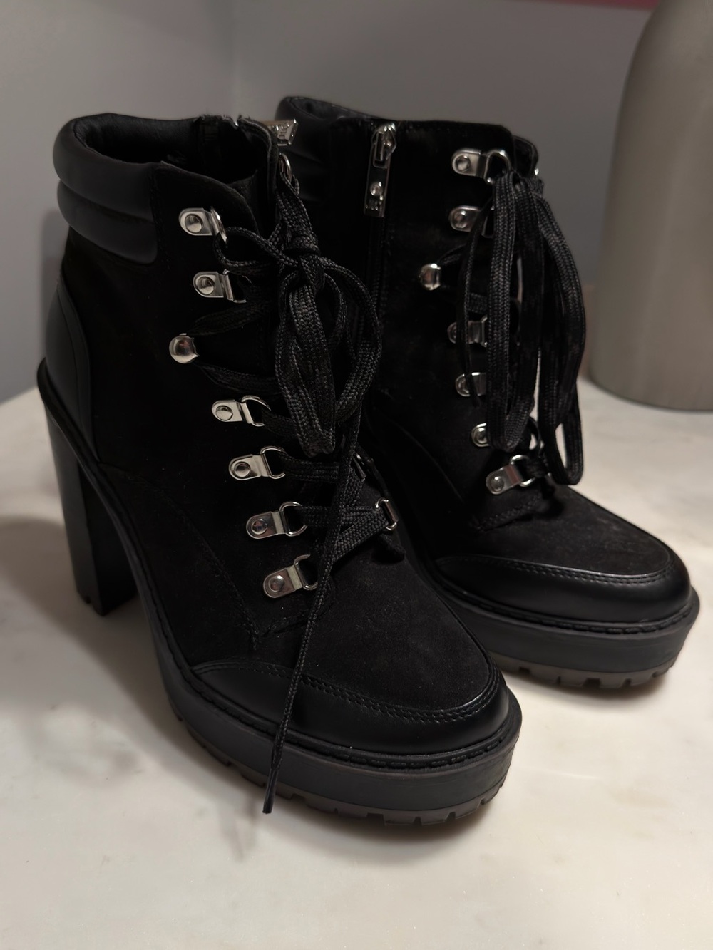 Never Worn Jennifer Lopez Black Lace-Up Platform Ankle Booties